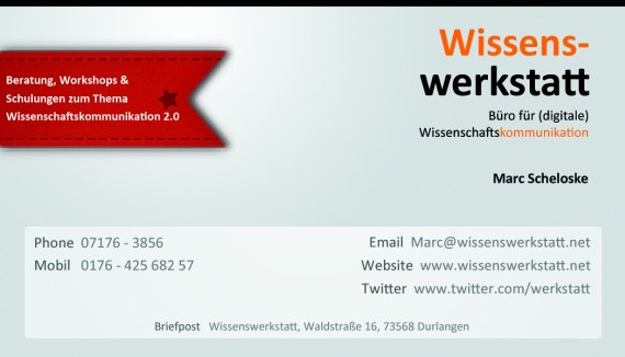 Visitenkarte Marc Scheloske - Büro für digitale Wissenschaftskommunikation